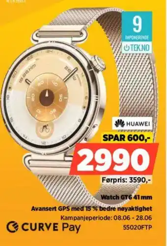 POWER Huawei Watch GT6.41 mm Avansert GPS med 15% bedre nøyaktighet tilbud