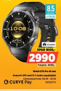 POWER Huawei Watch GT6 Pro 46 mm Avansert GPS med 15 % bedre nøyaktighet tilbud