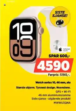 POWER Authorized Reseller Watch series 10, 46 mm, alu Største skjerm. Tynnest design. Noensinne. tilbud