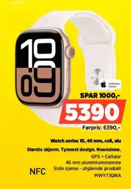 POWER Authorized Reseller Watch series 10, 46 mm, cell, alu Største skjerm. Tynnest design. Noensinne. tilbud