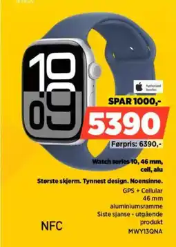 POWER Authorized Reseller Watch series 10, 46 mm, cell, alu Største skjerm. Tynnest design. Noensinne. tilbud