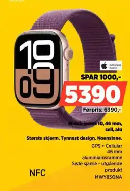 POWER Authorized Reseller Watch series 10, 46 mm, cell, alu Største skjerm. Tynnest design. Noensinne. tilbud