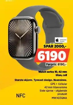 POWER Authorized Reseller Watch series 10, 42 mm titan, cell Største skjerm. Tynnest design. Noensinne. tilbud