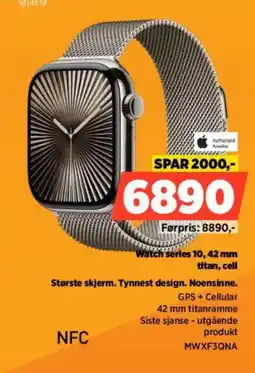 POWER Authorized Reseller Watch series 10, 42 mm titan, cell Største skjerm. Tynnest design. Noensinne. tilbud