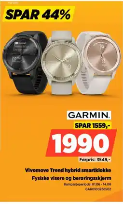 POWER Garmin Vivomove Trend hybrid smartklokke Fysiske visere og berøringsskjerm tilbud