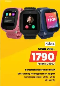 POWER Xplora Barneklokketelefon med eSIM GPS-sporing for trygghet hele døgnet tilbud