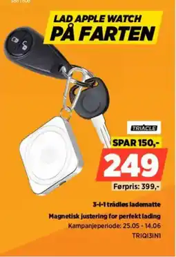 POWER Triacle 3-1-1 trådløs ladematte Magnetisk justering for perfekt lading tilbud