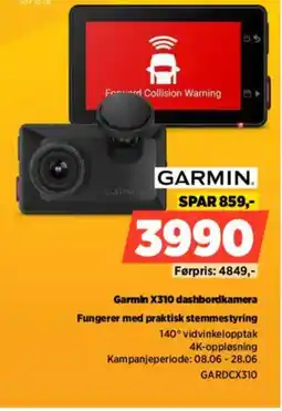 POWER Garmin X310 dashbordkamera Fungerer med praktisk stemmestyring tilbud