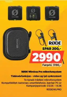 POWER Røde Wireless Pro mikrofonsystem Tidskodefunksjon - video og lyd synkronisert tilbud
