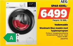 POWER Aeg Vaskemaskin Woolmark Blue-maskin med hygieneprogram tilbud