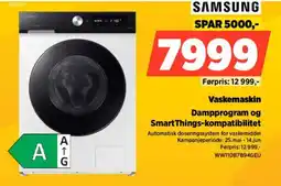 POWER Samsung Vaskemaskin Dampprogram og SmartThings-kompatibilitet tilbud