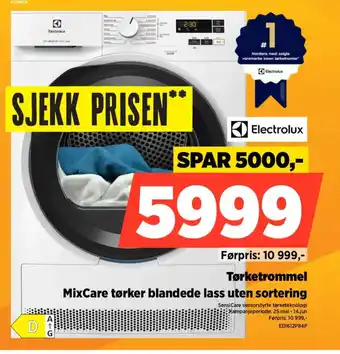 POWER Electrolux Tørketrommel MixCare tørker blandede lass uten sortering tilbud