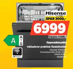 POWER Hisense Oppvaskmaskin Inkluderer praktisk flaskeholder tilbud