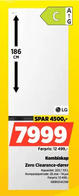 POWER Lg Kombiskap Zero Clearance-dører tilbud