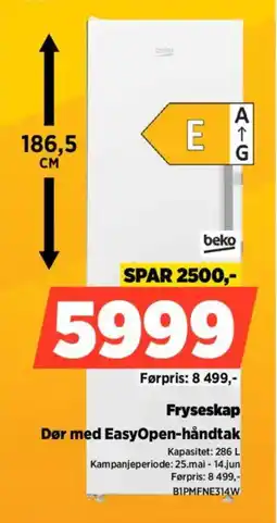 POWER Beko Fryseskap Dør med EasyOpen-håndtak tilbud