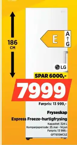 POWER Lg Fryseskap Express Freeze-hurtigfrysing tilbud