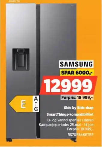 POWER Samsung Side by Side skap SmartThings-kompatibilitet tilbud