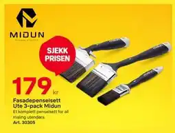 Byggmax Fasadepenselsett Ute 3-pack Midun tilbud