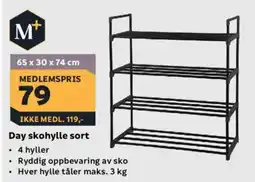 Megaflis Day skohylle sort tilbud