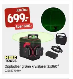 Jula Oppladbar grønn krysslaser 3x360°, Medlemspris tilbud