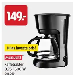 Jula Kaffetrakter Menuett 0,75 l 600 W tilbud