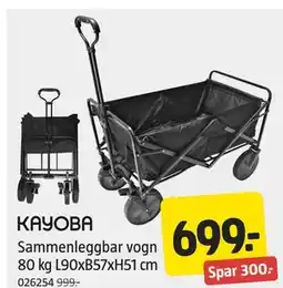 Jula Sammenleggbar vogn 80 kg L90xB57xH51 cm tilbud