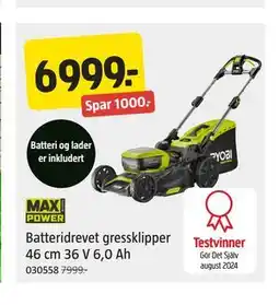 Jula Batteridrevet gressklipper 46 cm 36 V 6,0 Ah tilbud