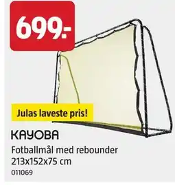Jula Fotballmål med rebounder 213x152x75 cm tilbud