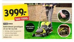 Batteridrevet gressklipper 37 cm 18 V 4,0 Ah