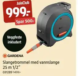 Jula Slangetrommel med vannslange 25 m 1/2”, Medlemspris tilbud