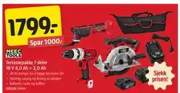 Jula Terrassepakke 7 deler 18 V 4,0 Ah + 2,0 Ah tilbud