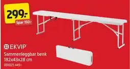 Jula EKVIP Sammenleggbar benk 182x43x28 cm tilbud