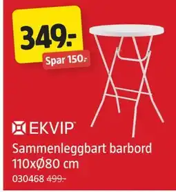 Jula EKVIP Sammenleggbart barbord 110xØ80 cm tilbud