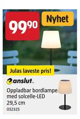 Jula Oppladbar bordlampe med solcelle-LED 29,5 cm tilbud