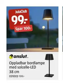 Jula Oppladbar bordlampe med solcelle-LED 38 cm, Medlemspris tilbud