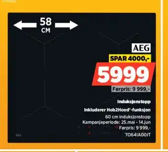 POWER AEG Induksjonstopp Inkluderer Hob2Hood-funksjon tilbud