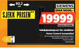 POWER SIEMENS Induksjonstopp m/ int. ventilator Home Connect-kompatibel tilbud