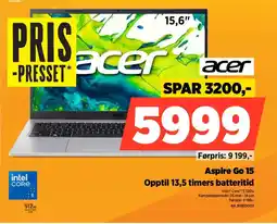 POWER Acer aspire go 15 opptil 13,5 timers batteritid tilbud
