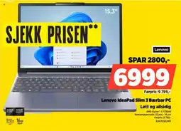 POWER Lenovo IdeaPad Slim 3 Bærbar PC Lett og allsidig tilbud