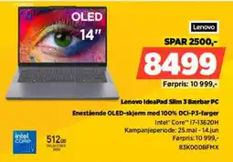 POWER Lenovo Lenovo IdeaPad Slim 3 Bærbar PC Enestående OLED-skjerm med 100% DCI-P3-farger tilbud