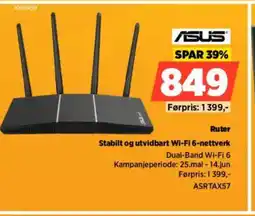 POWER ASUS Ruter Stabilt og utvidbart Wi-Fi 6-nettverk tilbud