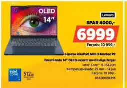 POWER Lenovo Lenovo IdeaPad Slim 3 Bærbar PC Enestående 14" OLED-skjerm med livlige farger tilbud