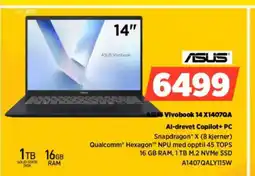 POWER Asus agus vivobook 14 x1407qa al-drevet copilot+ pc tilbud