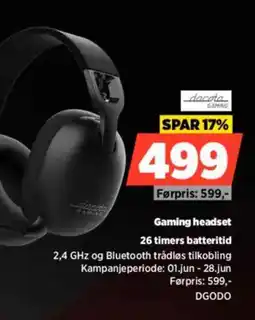 POWER Gaming headset 26 timers batteritid tilbud
