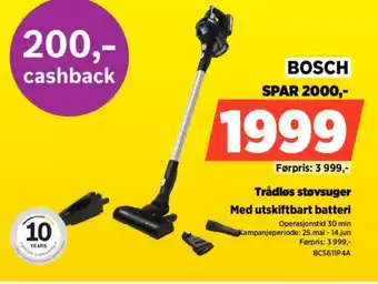 POWER BOSCH Trådløs støvsuger Med utskiftbart batteri tilbud