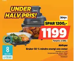 POWER NINJA Airfryer Bruker 50% mindre energi enn ovner tilbud