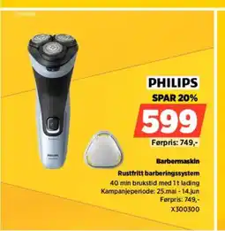 POWER PHILIPS Barbermaskin Rustfritt barberingssystem tilbud