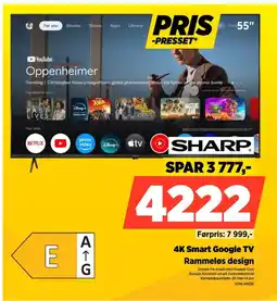 POWER SHARP 4K Smart Google TV Rammeløs design tilbud