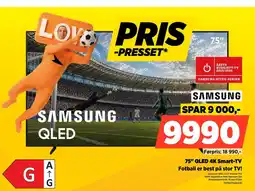 POWER SAMSUNG 75" QLED 4K Smart-TV Fotball er best på stor TV! tilbud