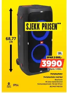 POWER JBL Partyhøyttaler Partyhøyttaler med hjul tilbud
